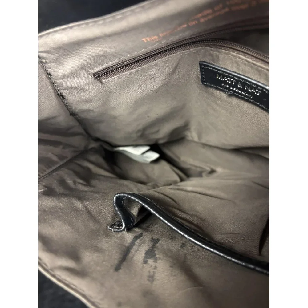 Matt & Nat Backpack Womens Black Faux Leather Large Vegan Zip Convertible‎ Bag